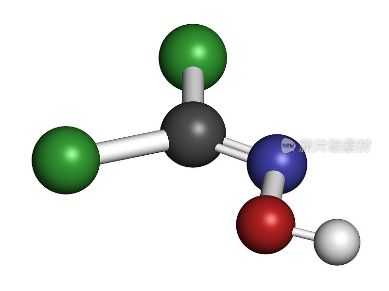 光气肟化学武器分子。3 d渲染。